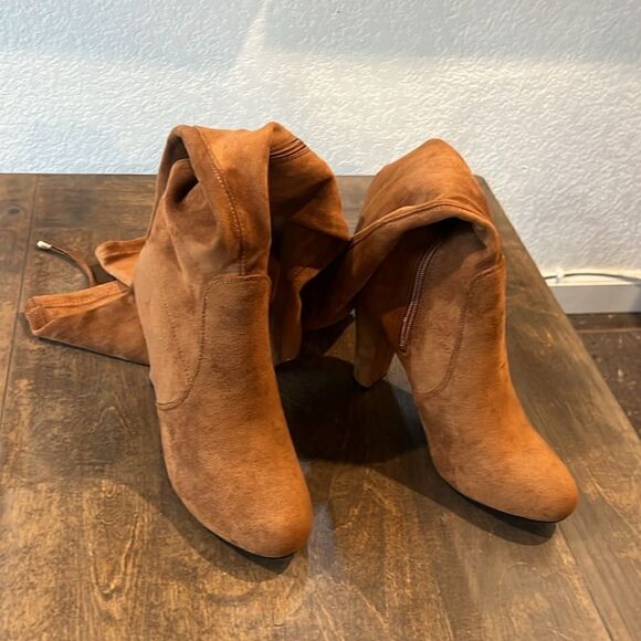 Vepose 994 Fashion Suede High Chunky Heel Over The Knee High Boots With Zipper - Picture 7 of 14